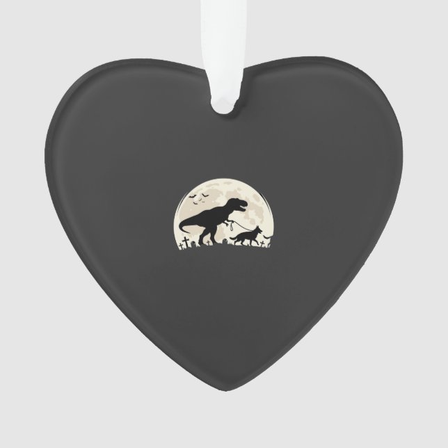 German Shepherd Halloween Dinosaur Moon Silhouette Ornament (Front)