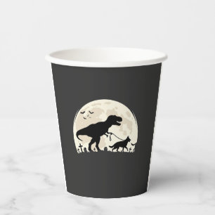 German Shepherd Halloween Dinosaur Moon Silhouette Paper Cups