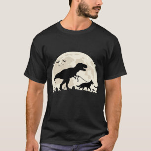 German Shepherd Halloween Dinosaur Moon Silhouette T-Shirt