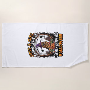 German Shepherd Halloween Dog Witch Hat Pumpkin_1 Beach Towel