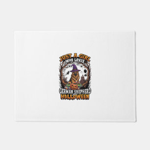 German Shepherd Halloween Dog Witch Hat Pumpkin_1 Doormat