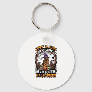 German Shepherd Halloween Dog Witch Hat Pumpkin_1 Key Ring