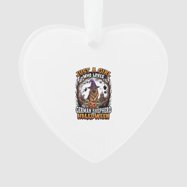 German Shepherd Halloween Dog Witch Hat Pumpkin_1 Ornament (Front)
