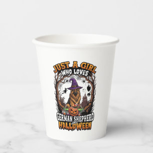 German Shepherd Halloween Dog Witch Hat Pumpkin_1 Paper Cups