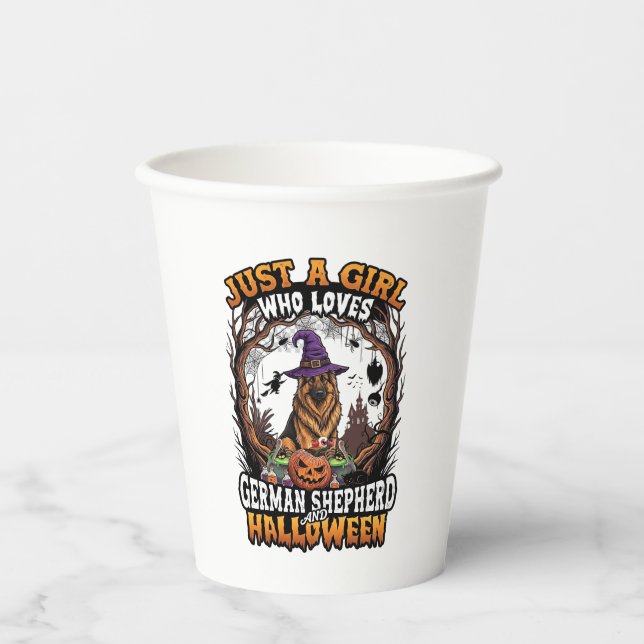 German Shepherd Halloween Dog Witch Hat Pumpkin_1 Paper Cups (Front)