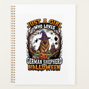 German Shepherd Halloween Dog Witch Hat Pumpkin_1 Planner