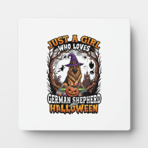 German Shepherd Halloween Dog Witch Hat Pumpkin_1 Plaque
