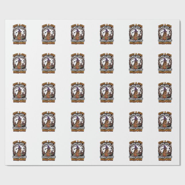 German Shepherd Halloween Dog Witch Hat Pumpkin_1 Wrapping Paper (Flat)