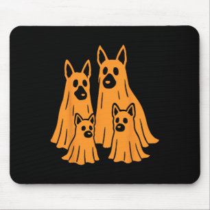 German Shepherd Halloween Ghost Family Funny Dog L Mouse Pad
