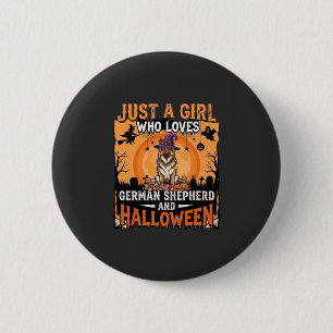 German Shepherd Halloween Girl Witch Dog Design 6 Cm Round Badge
