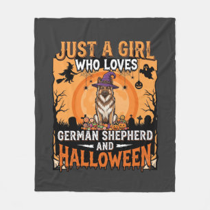 German Shepherd Halloween Girl Witch Dog Design Fleece Blanket