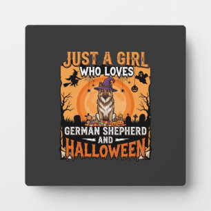 German Shepherd Halloween Girl Witch Dog Design Plaque