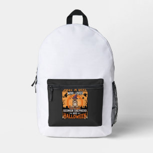 German Shepherd Halloween Girl Witch Dog Design Printed Backpack