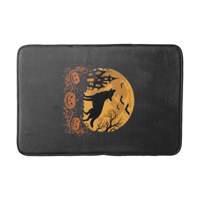 German Shepherd Halloween Moon Pumpkin Design_1 Bath Mat (Front)