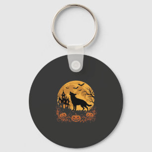 German Shepherd Halloween Moon Pumpkin Design_1 Key Ring