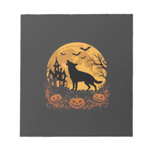 German Shepherd Halloween Moon Pumpkin Design_1 Notepad
