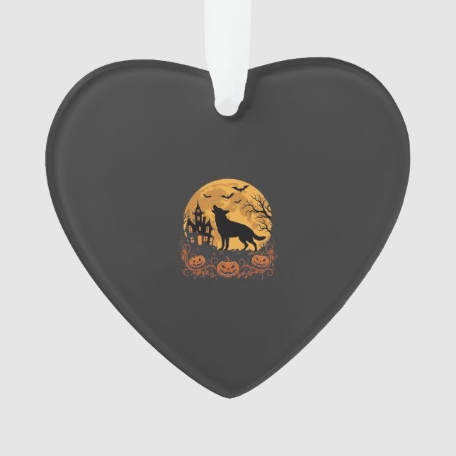 German Shepherd Halloween Moon Pumpkin Design_1 Ornament (Front)