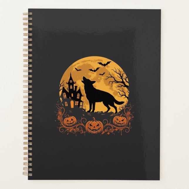 German Shepherd Halloween Moon Pumpkin Design_1 Planner (Front)