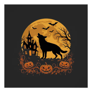 German Shepherd Halloween Moon Pumpkin Design_1 Poster