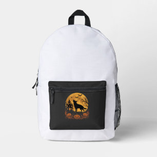 German Shepherd Halloween Moon Pumpkin Design_1 Printed Backpack
