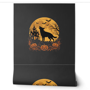 German Shepherd Halloween Moon Pumpkin Design_1 Wallpaper
