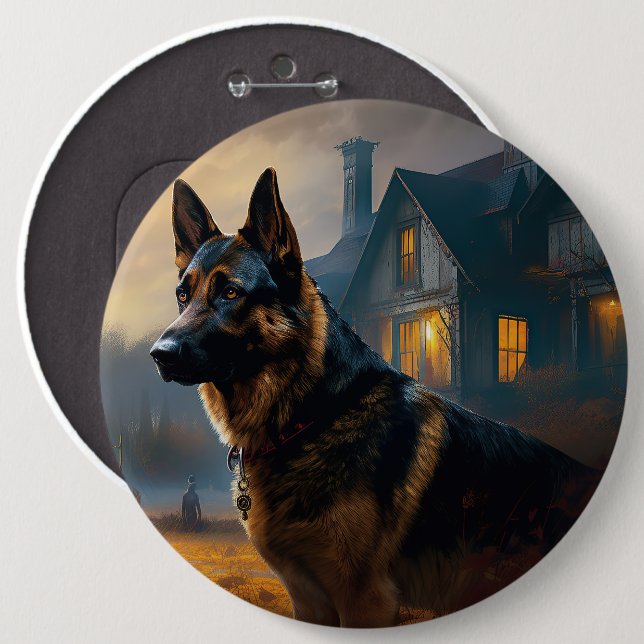 German Shepherd Halloween Scary 6 Cm Round Badge (Front & Back)