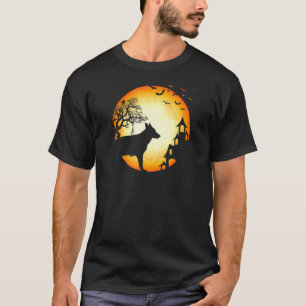 German Shepherd Halloween Scary Dog Silhouette T-Shirt