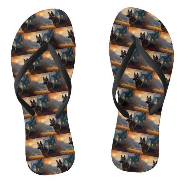 German Shepherd Halloween Scary Jandals (Footbed)