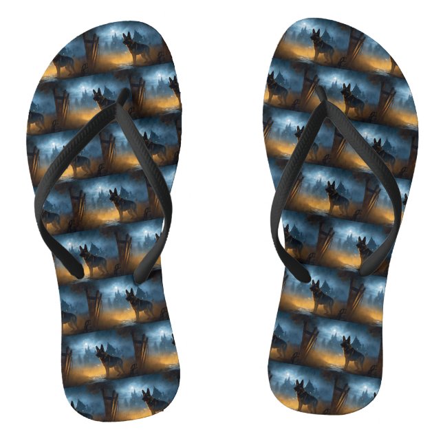 German Shepherd Halloween Scary Jandals (Footbed)