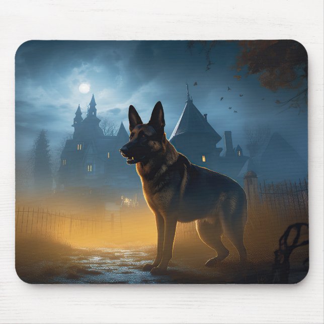 German Shepherd Halloween Scary Mouse Pad (Front)