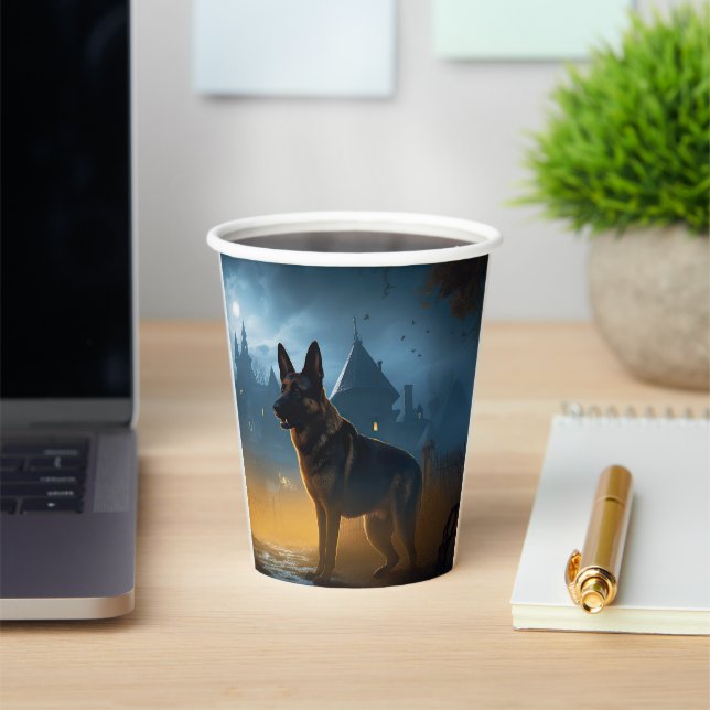 German Shepherd Halloween Scary Paper Cups (Insitu)