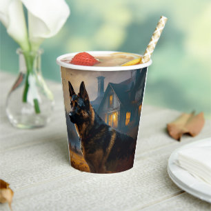 German Shepherd Halloween Scary Paper Cups