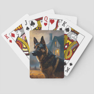 German Shepherd Halloween Scary Playing Cards
