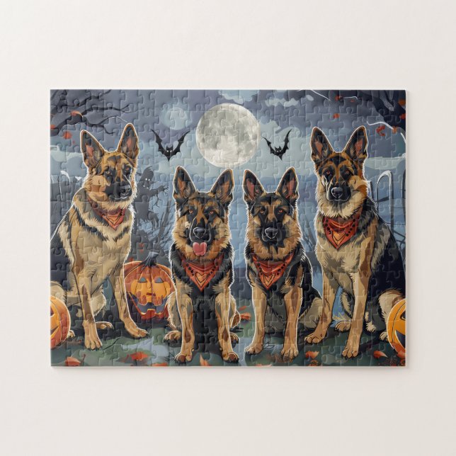German Shepherd Halloween Spooky Jigsaw Puzzle (Horizontal)