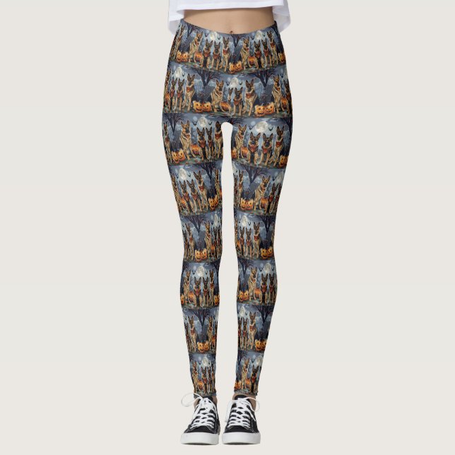 German Shepherd Halloween Spooky Leggings (Front)