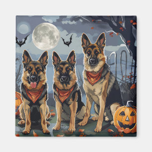 German Shepherd Halloween Spooky Magnet