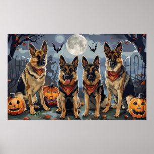 German Shepherd Halloween Spooky Poster