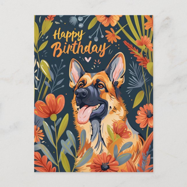 German Shepherd Happy Birthday  Postcard (Front)