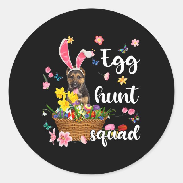 German Shepherd Happy Easter Day Easter Colourful  Classic Round Sticker (Front)