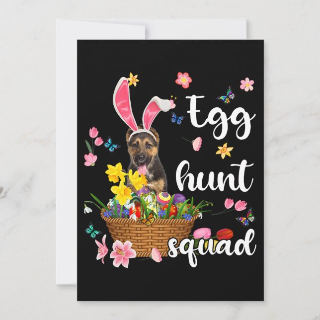 German Shepherd Happy Easter Day Easter Colourful  Invitation (Front)