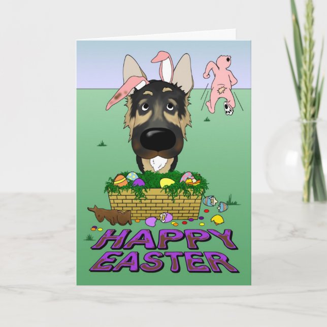German Shepherd Happy Easter Holiday Card (Front)