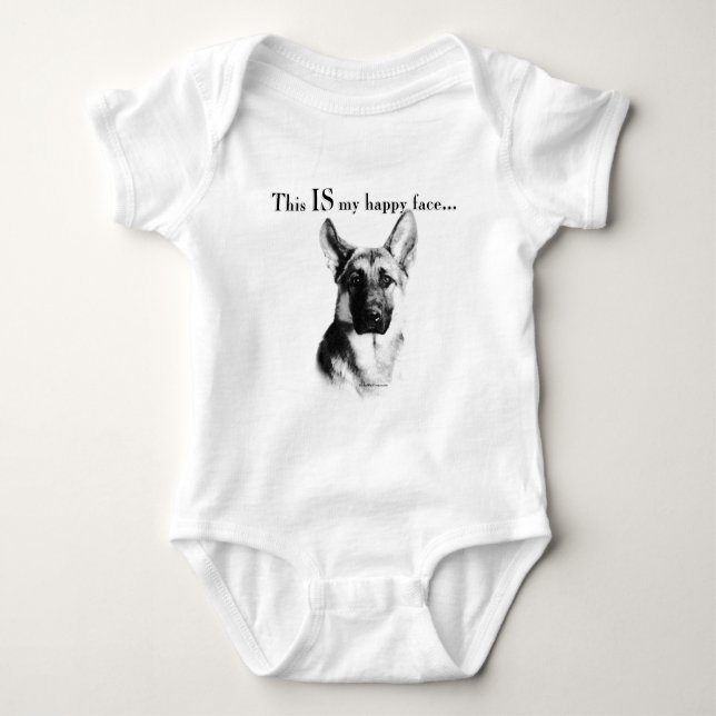 German Shepherd Happy Face Baby Bodysuit (Front)