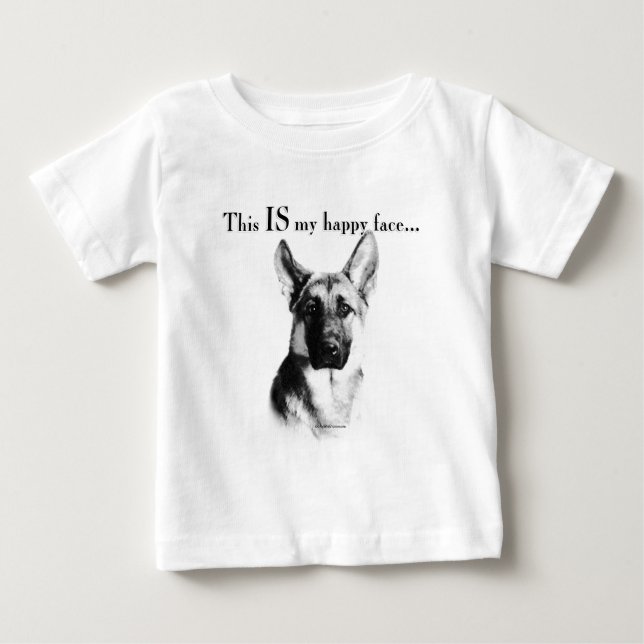 German Shepherd Happy Face Baby T-Shirt (Front)