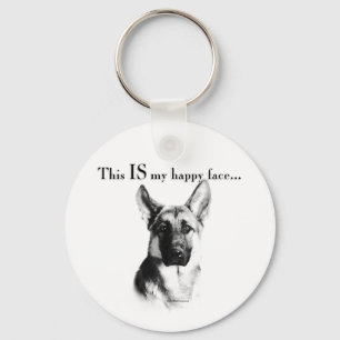 German Shepherd Happy Face Key Ring
