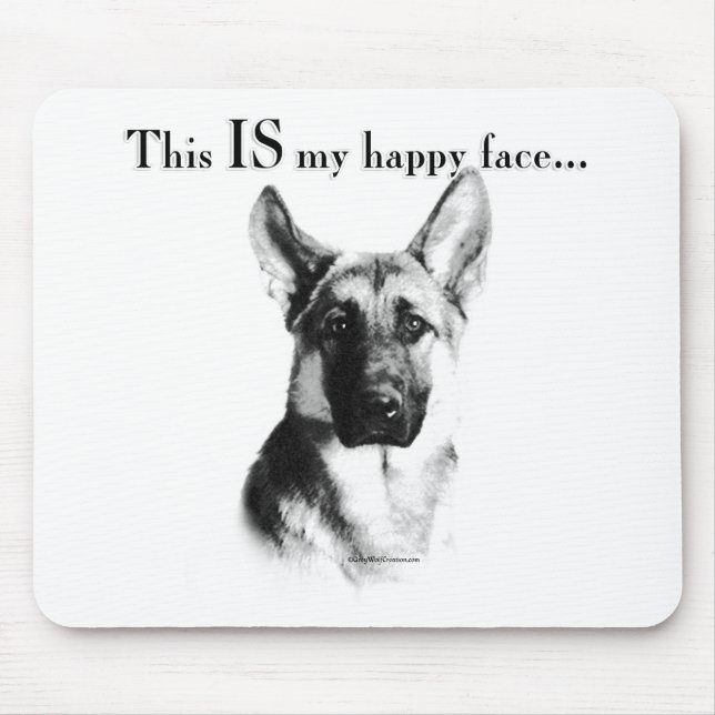 German Shepherd Happy Face Mouse Pad (Front)