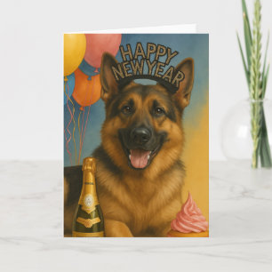 German Shepherd Happy New Year Card