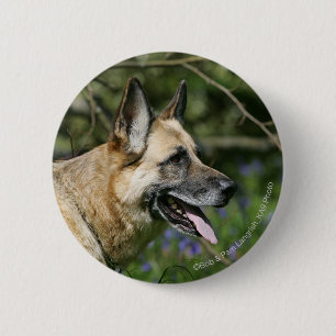 German Shepherd Headshot 3 6 Cm Round Badge