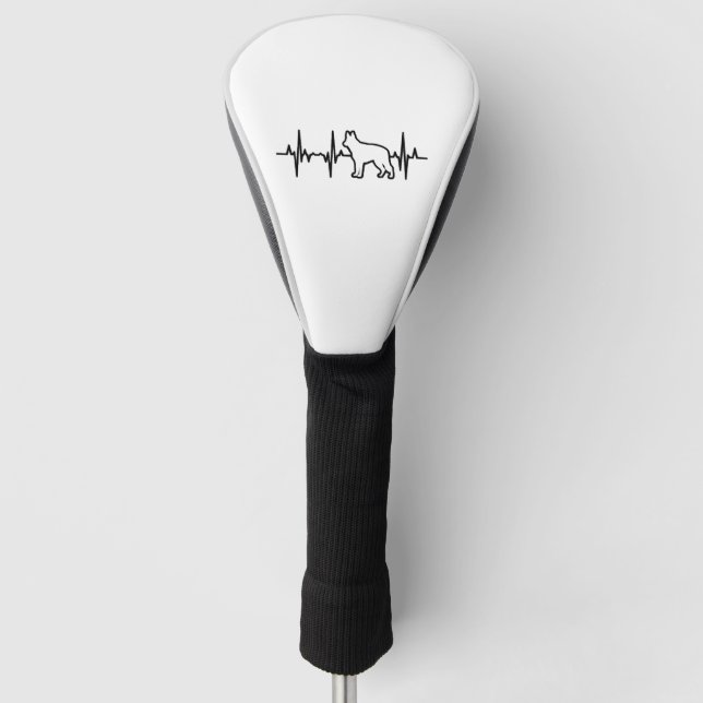 German Shepherd Heartbeat Golf Head Cover (Front)