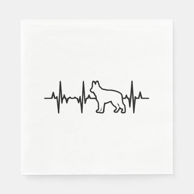 German Shepherd Heartbeat Napkin (Front)