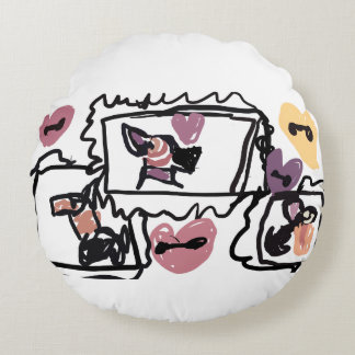 German Shepherd hearts Round Cushion